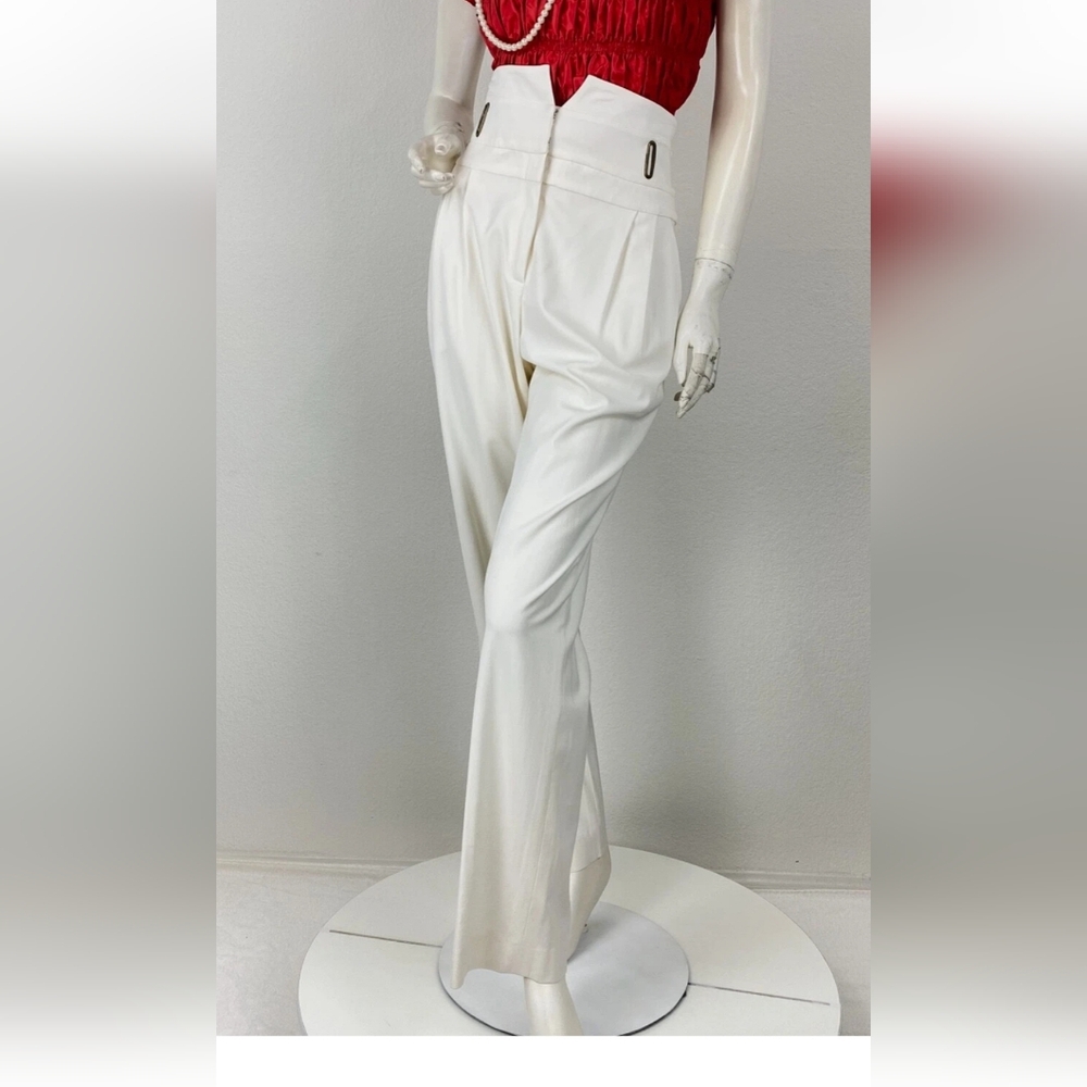 Oscar de la Renta White Flare Pants